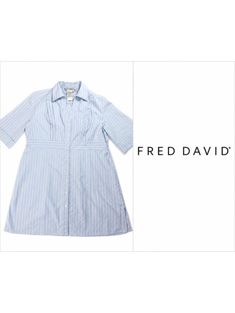 Fred David Blue & White Stripe Shirt Dress Tunic ~ XL